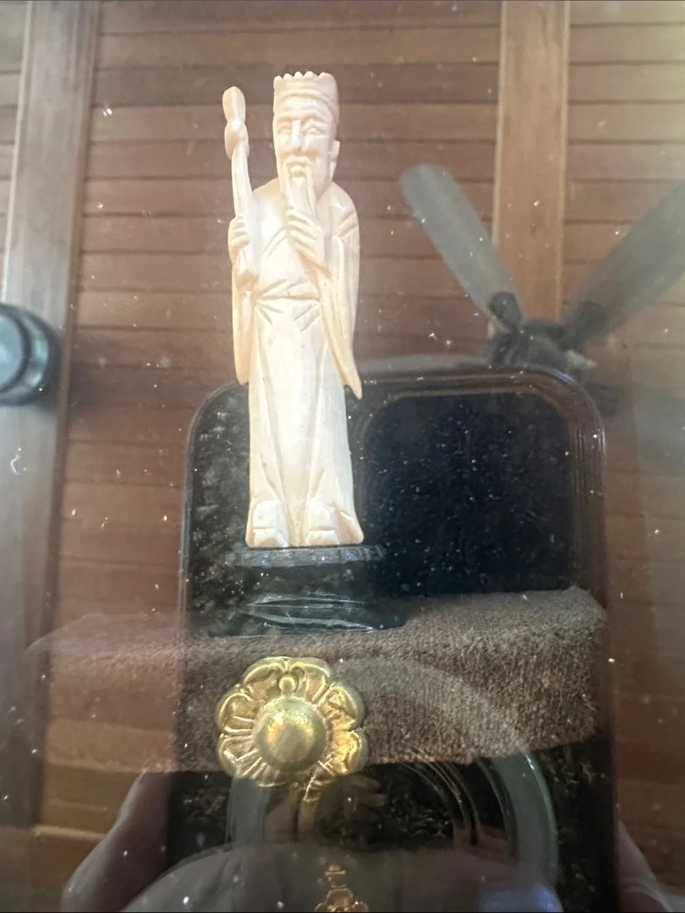 Gold Framed Wall Art Pair with Ivory Statues